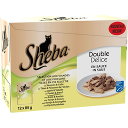 SHEBA Double Delice Aves e Ervilhas 12x85g