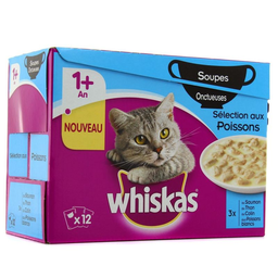 WHISKAS Soupes Poisson 12 x 85 g