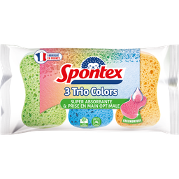 SPONTEX Esponjas ergonómicas de colores biodegradables lote de 3