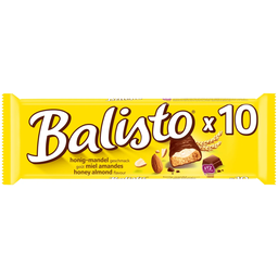 BALISTO Barres chocolatées goût miel amandes les 10 barres de 18,5 g