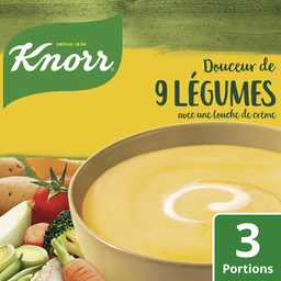 Knorr Soupe Déshydratée Douceur De 9 Légumes Touche De Crème 3 Portions 90G