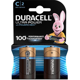 DURACELL Pack de 2 piles Alcaline Ultra Power LR14 Baby C