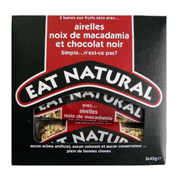 EAT NATURAL Barras de chocolate negro, arandos e macadâmia, 3x45g