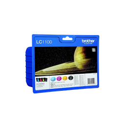 BROTHER Cartouche d'encre Multipack 4 Originales LC1100 (Noir + 3 Couleurs) LC1100VAL