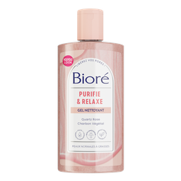 BIORE Gel nettoyant purifiant quartz rose+charbon peaux normales à grasses 200 ml