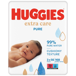 HUGGIES Lingettes bébé nettoyantes Corps Peaux sensibles 99% d'Eau Pure