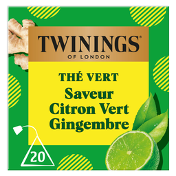 TWININGS Thé vert citron vert gingembre 20 sachets