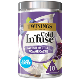 TWININGS Infusion Froide Myrtille Pomme Cassis 10 sachets