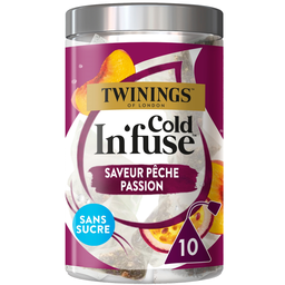 TWININGS Infusion Froide Pêche et Fruits de la Passion 10 sachets 25g