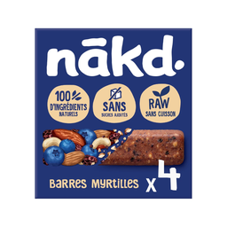 NAKD Barres Myrtille Muffin Raw Barres de fruits et noix 4x35g