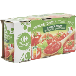 CARREFOUR CLASSIC Tomato pulp with oregano & basil 3 cans of 400 g