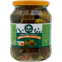 CARREFOUR CLASSIC Sweet and Sour Gherkins 380 g