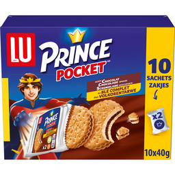 Prince Pocket Biscuits Au Blé Complet Fourrés Au Chocolat Sachets Fraîcheur 10X2 Biscuits 400G