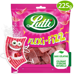LUTTI Bonbons Flexi-Fizz piquants à la fraise 225 g