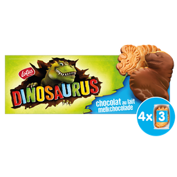 LOTUS Biscuits Dinosaurus nappés de chocolat au lait fraîcheur 4x3 biscuits 225 g