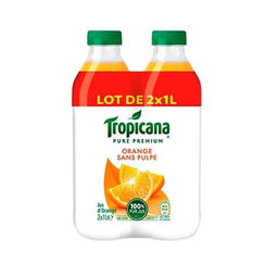 TROPICANA Pj Orange Sans Pulpe Plastique Os 2x1