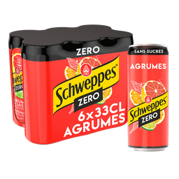 SCHWEPPES Soda Zero sabor Cítricos 6 x 33 cl