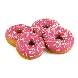 MON PÂTISSIER Mini donuts avec glaçage rose et décor vermicelles en sucre 4 pièces 72 g