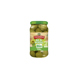TRAMIER Azeitonas verdes descaroçadas bio alho e salsa 130 g