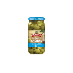 TRAMIER Azeitonas verdes recheadas com anchova -25% sal 340g