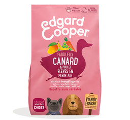 EDGAR & COOPER Croquettes au canard poulet fruits et légumes sans céréales pour chiots 1 kg
