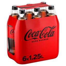COCA-COLA Boisson gazeuse aux extraits végétaux sans sucres 6x1,25l