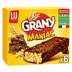 GRANY Maniac barres de céréales enrobées de chocolat 6 barres 160g