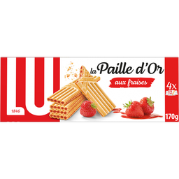 Paille D'Or Biscuits Gaufrettes Fourrées Aux Fraises Et Fraises Des Bois 48 Gaufrettes 170G