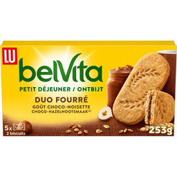 LU Biscuits petit déjeuner fourrés choco noisette Belvita
