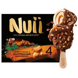 NUII Glaces Bâtonnets Caramel Salé Noix de Macadamia