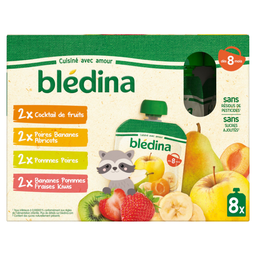 BLEDINA gourdes multivariété fruits dès 8 mois 8X90g - 720g