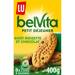 LU Biscuits petit déjeuner goût noisette et chocolat Original Belvita