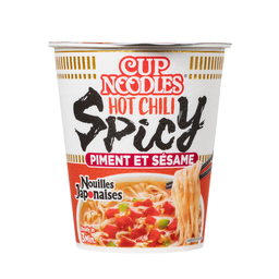 NISSIN Cup nouilles japonaises hot chili épicé piment et sésame 1 personne 66 g