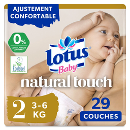 LOTUS Couches bébé taille 2: 3-6 kg, le paquet de 29 couches