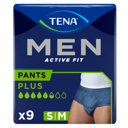 TENA Roupa interior para incontinência Active Fit Pants Plus tamanho M ForMen, 9 unidades