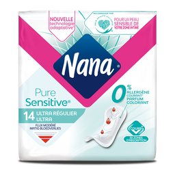 NANA Serviettes hygiéniques pure sensitive normal 0% allergène x14