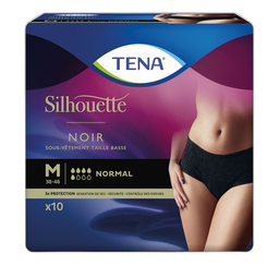 TENA Sous-vêtement taille basse normal noir M 38-46 10 culottes