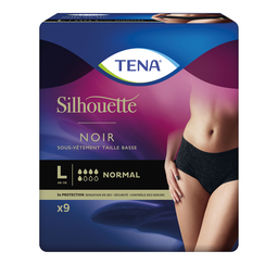 TENA Silhouette sous-vêtement taille basse noir L protection normal 9 pièces