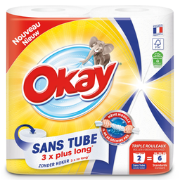 OKAY Papel de cocina sin tubo 2 rollos = 6