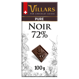 VILLARS Tablette de chocolat noir 72% cacao dégustation 1 pièce 100g