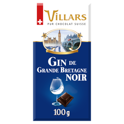 VILLARS Tablete de chocolate negro gin da Grã-Bretanha 100 g