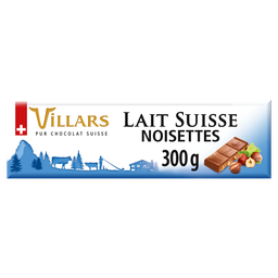 VILLARS Tablete de chocolate de leite suíço com avelãs 300 g