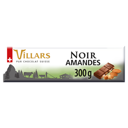 VILLARS Tablete de chocolate negro suíço com amêndoas 300 g
