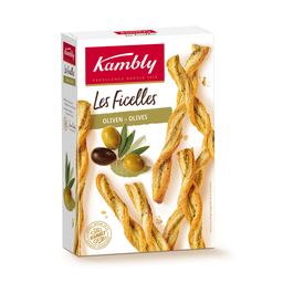 KAMBLY Biscuits apéritifs ficelles olives vertes et noir