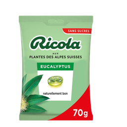 RICOLA Rebuçados de eucalipto e ervas suíças sem açúcar 70 g