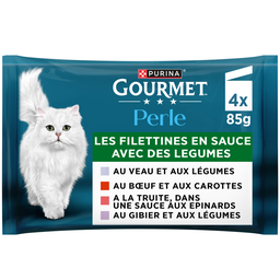 GOURMET Perle sachets pâtée en sauce viandes poissons pour chat 4x85g