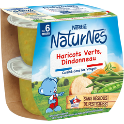 NESTLE Plat bébé dès 6 mois Haricots verts et Dindonneau Naturnes 200 g