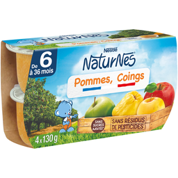 NESTLE NATURNES Dessert bébé Pomme coing, dès 4 mois 4x130 g