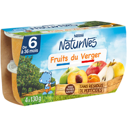 Nestle Naturnes Petit Pot Dessert Aux Fruits Du Verger Dès 6 Mois 4X130G