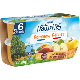 Nestle Naturnes Petit Pot Dessert Pommes Et Pêches Dès 4 Mois 4X130G